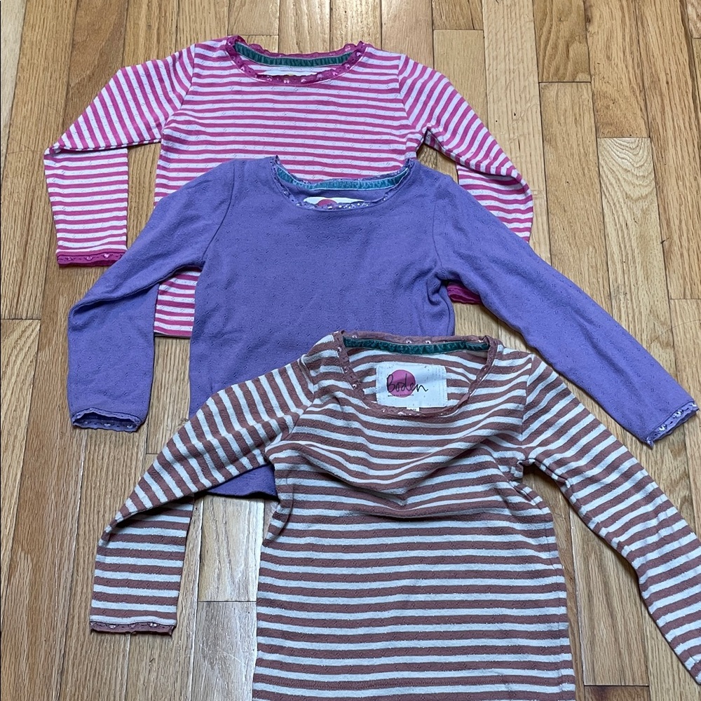 3 Boden Pointelle Kids Long Sleeve Tees - 4-5Y